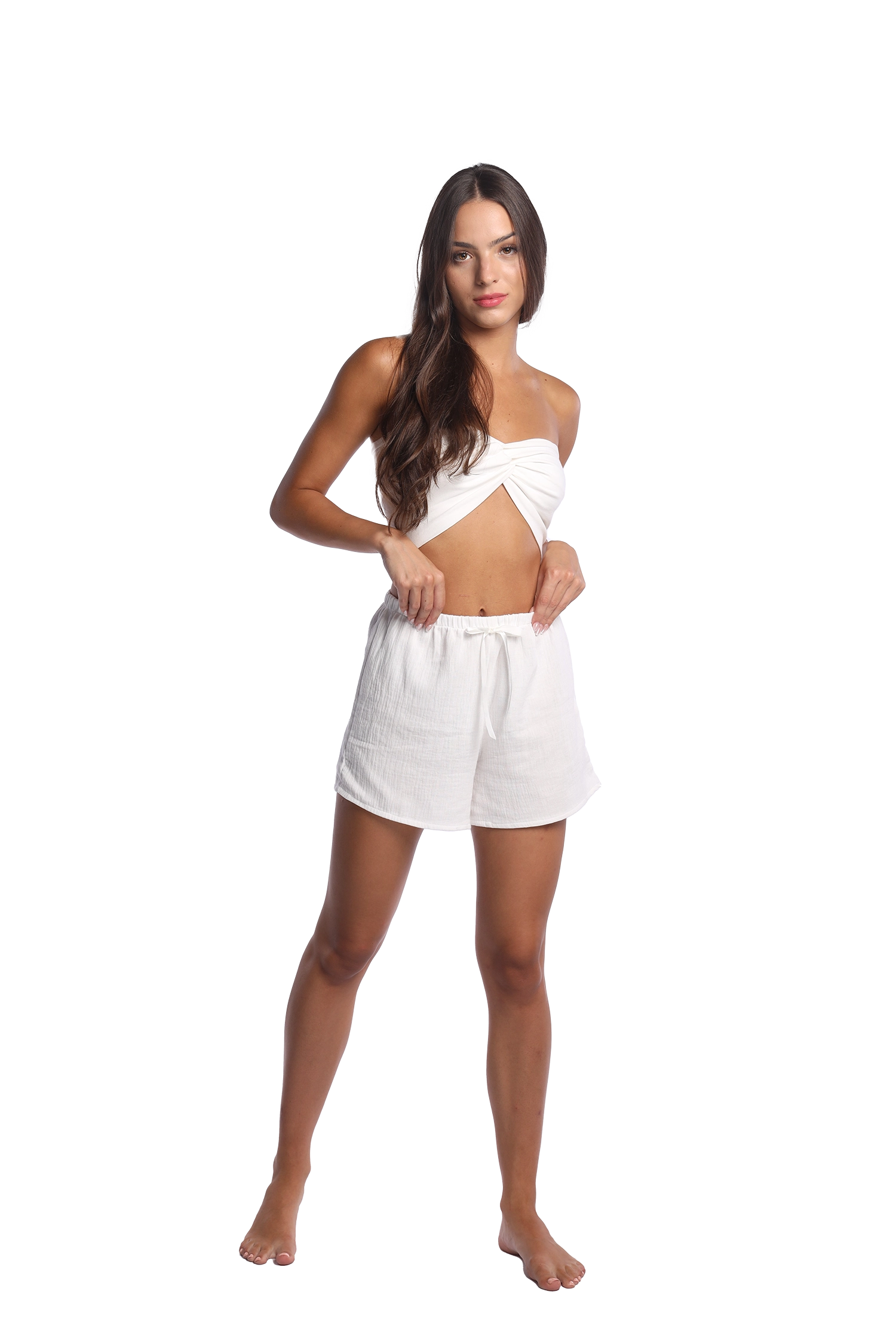 Biele mušelínové kraťasy a biely crop top - Image 3